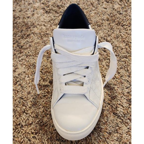 EUC Kate Spade Audrey White Leather Perforated Spade Sneakers Sz 9 - Picture 11 of 11